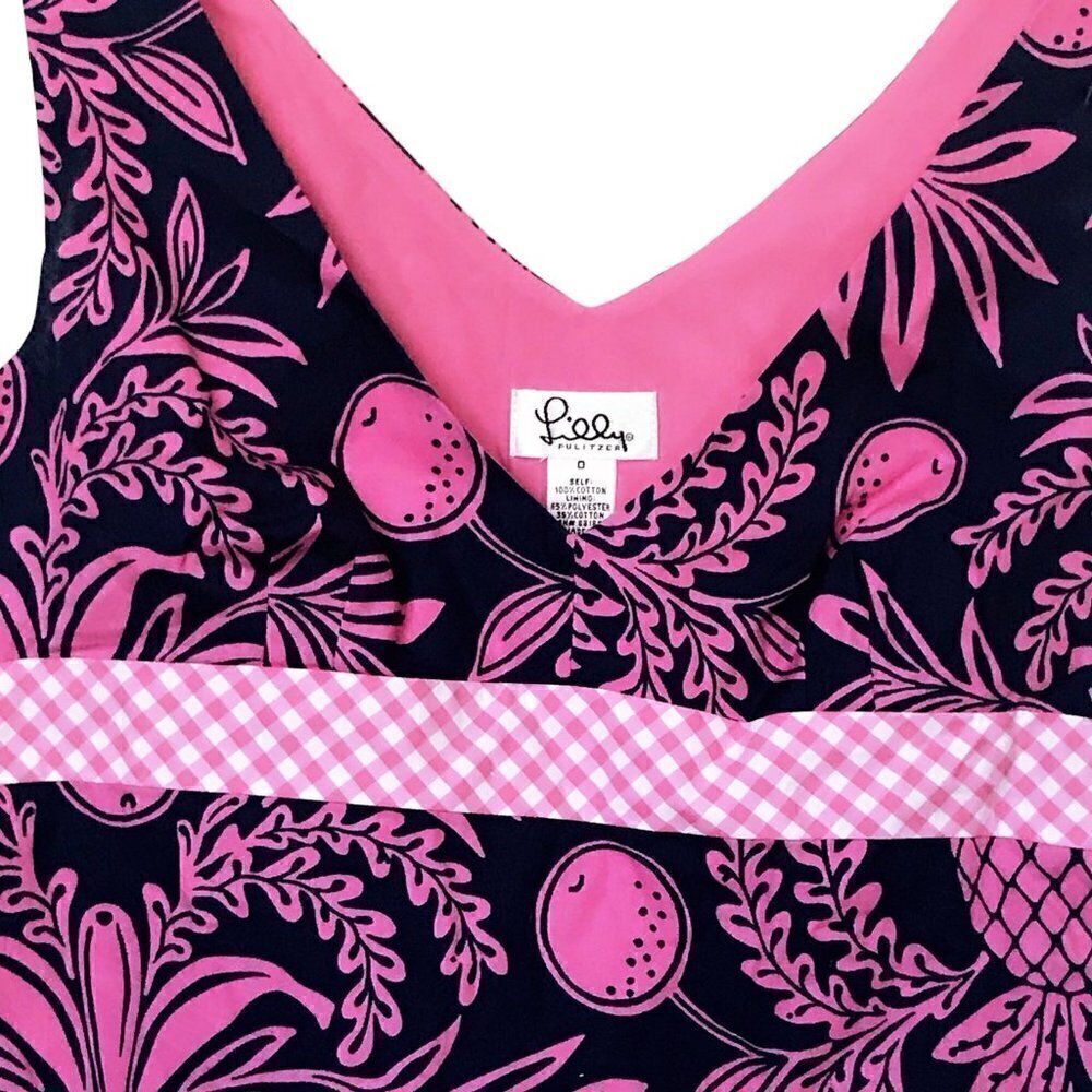 Lilly Pulitzer navy/ pink pineapple print top, 0 - Picture 9 of 11
